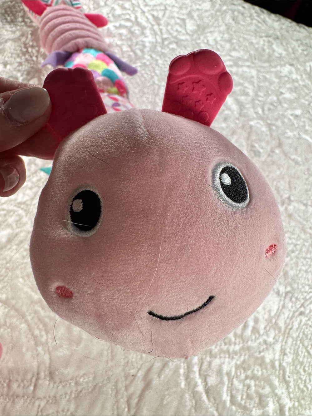 Plush Pink Caterpillar Soft Toy for Kids with growth chart on other side